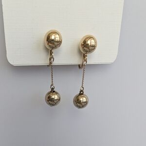 Vintage Gold Ball Dangling Clip Earrings